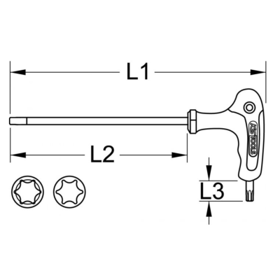 Clé mâle TORX tête sphérique à poignée en T