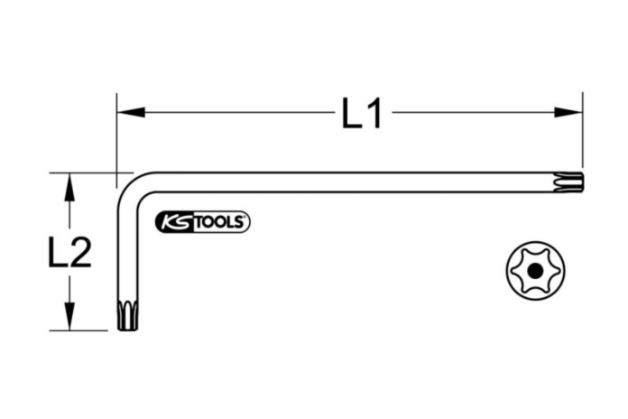 KSTOOLS Clé mâle INOX TORX percé, longue